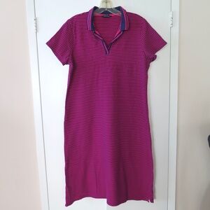 Lands End Striped Polo Dress, Size Large Tall